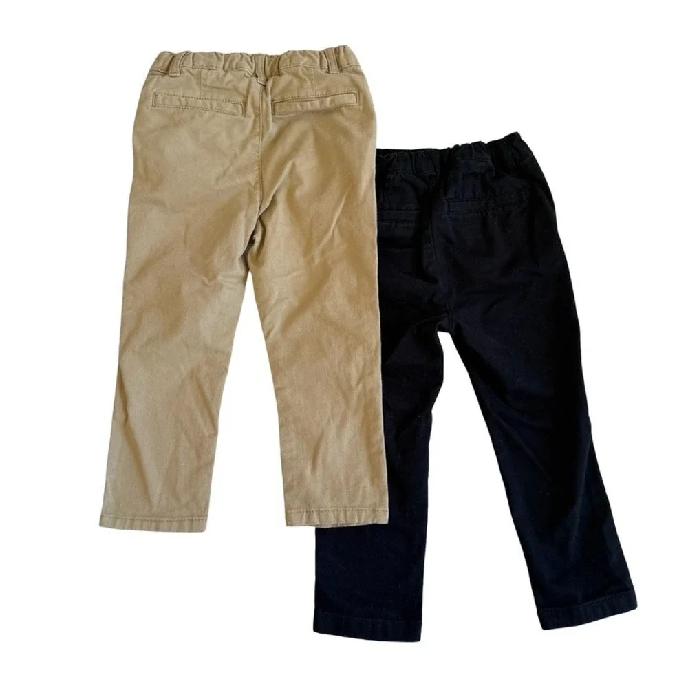 The Childrens Place Boys Black & Khaki Pants Set - Size 3T